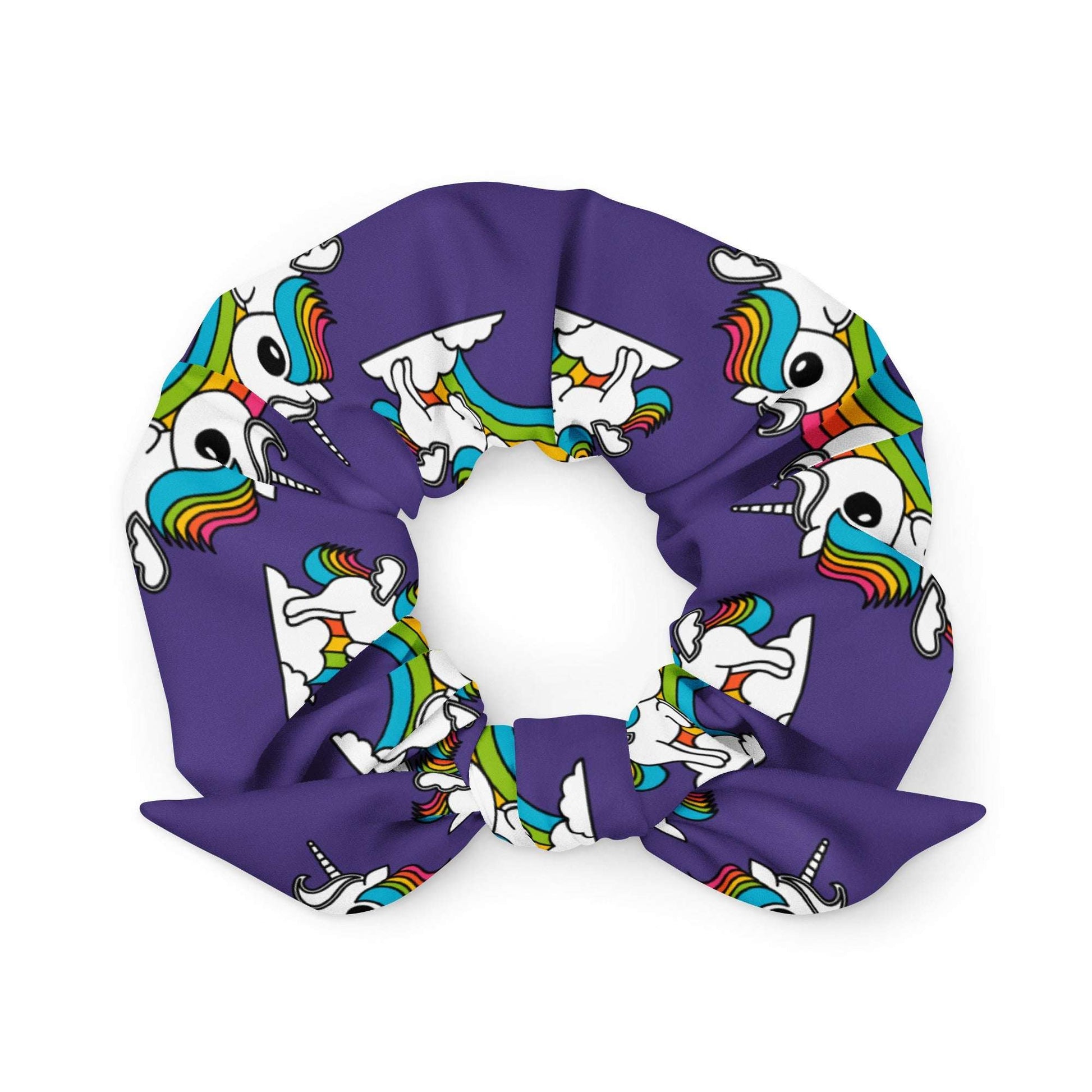 Scrunchie - UNIQUE purple - Unicorns and rainbows print Default Title