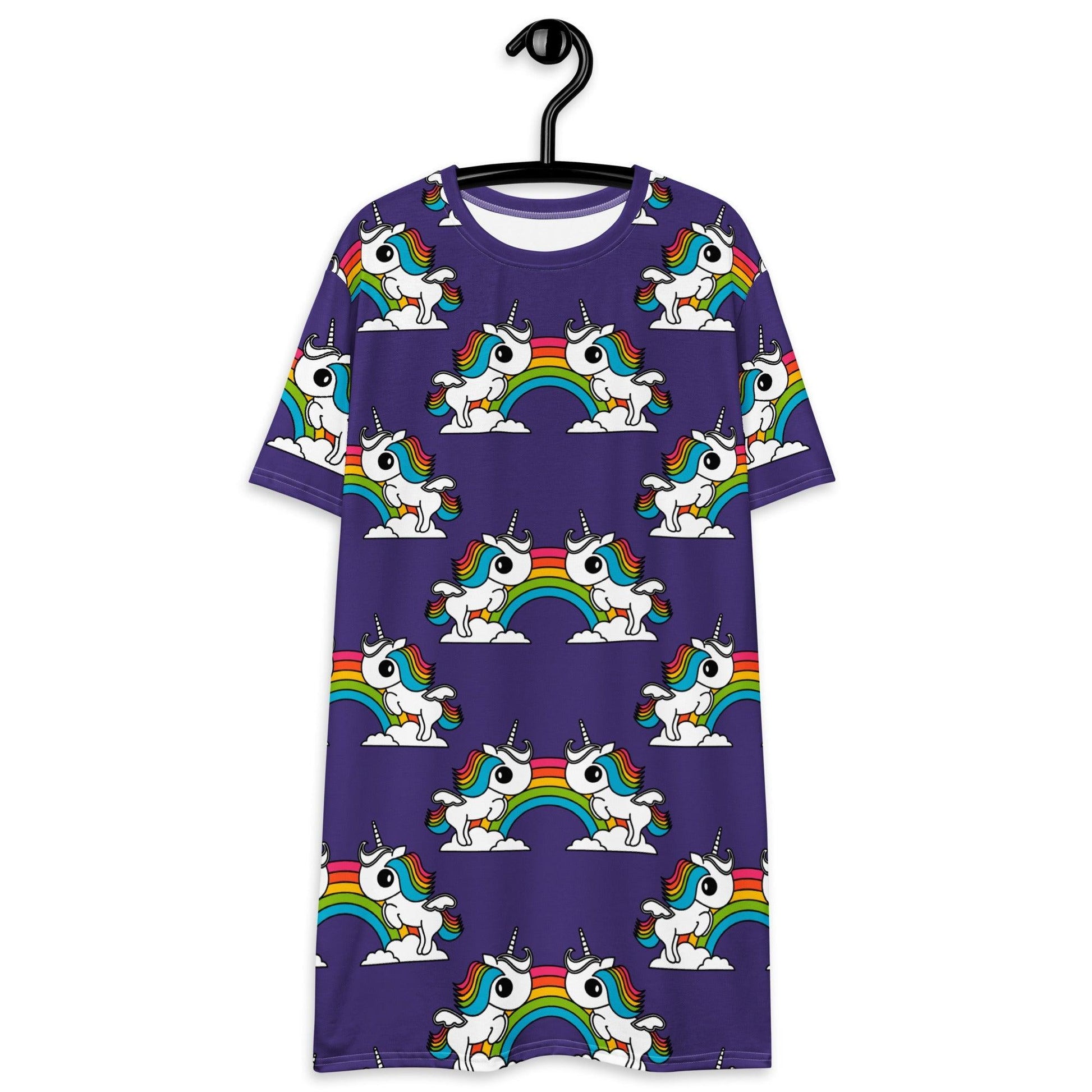 T-shirt dress - UNIQUE purple - Unicorns and rainbows print 6XL