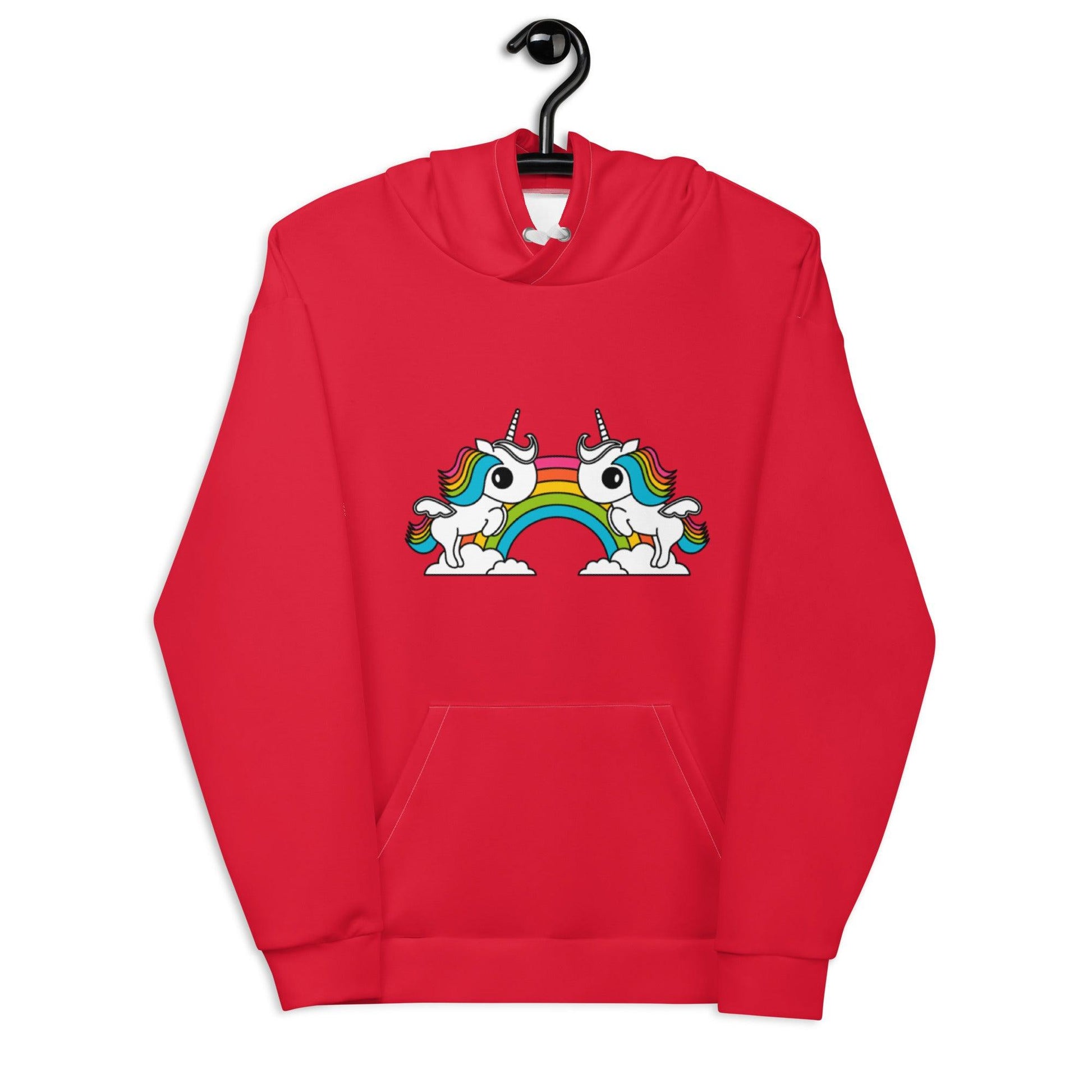 Hoodie - UNIQUE red (just unicorns) - Unicorns and rainbows print 6XL