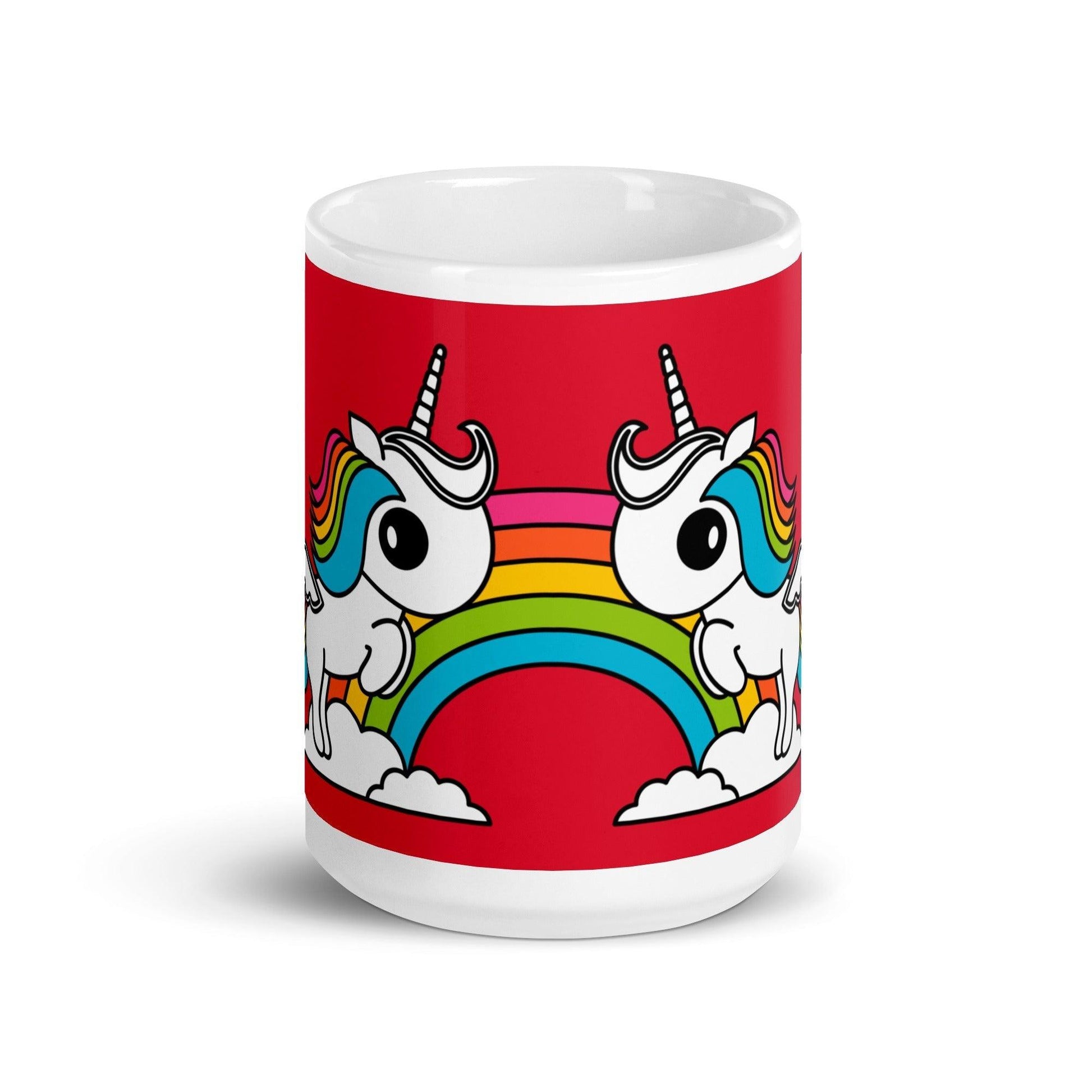 Mug - UNIQUE red - Unicorns and rainbows print