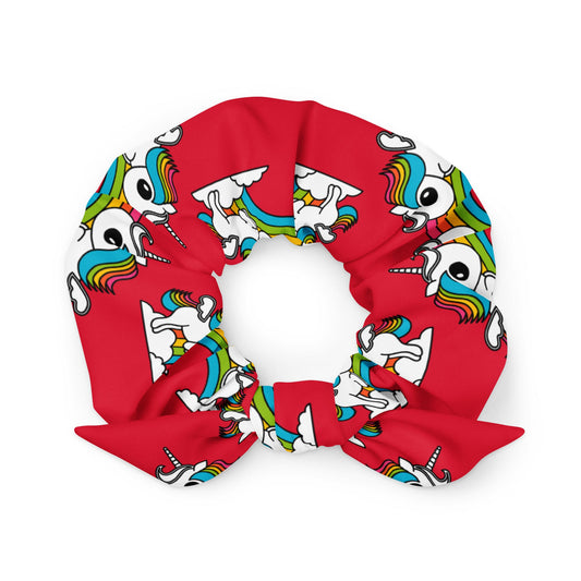 Scrunchie - UNIQUE red - Unicorns and rainbows print Default Title