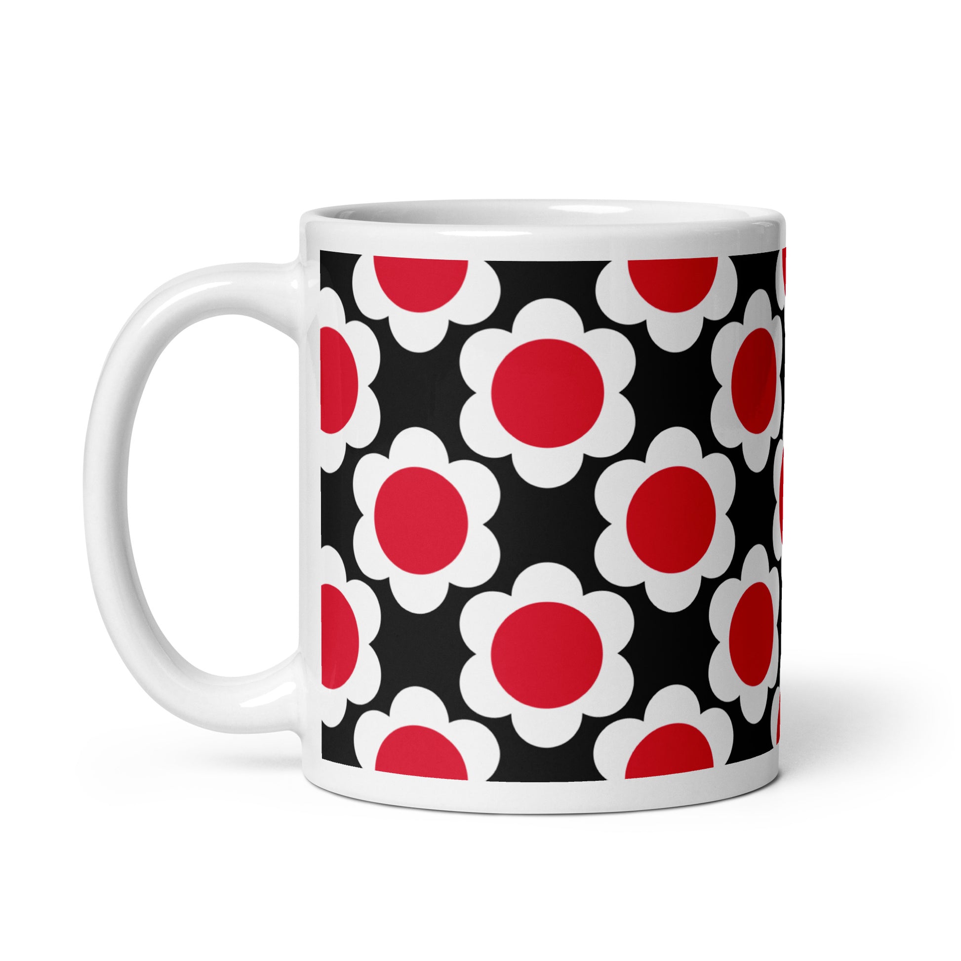 Mug - ELLIE white red black - Classic floral print