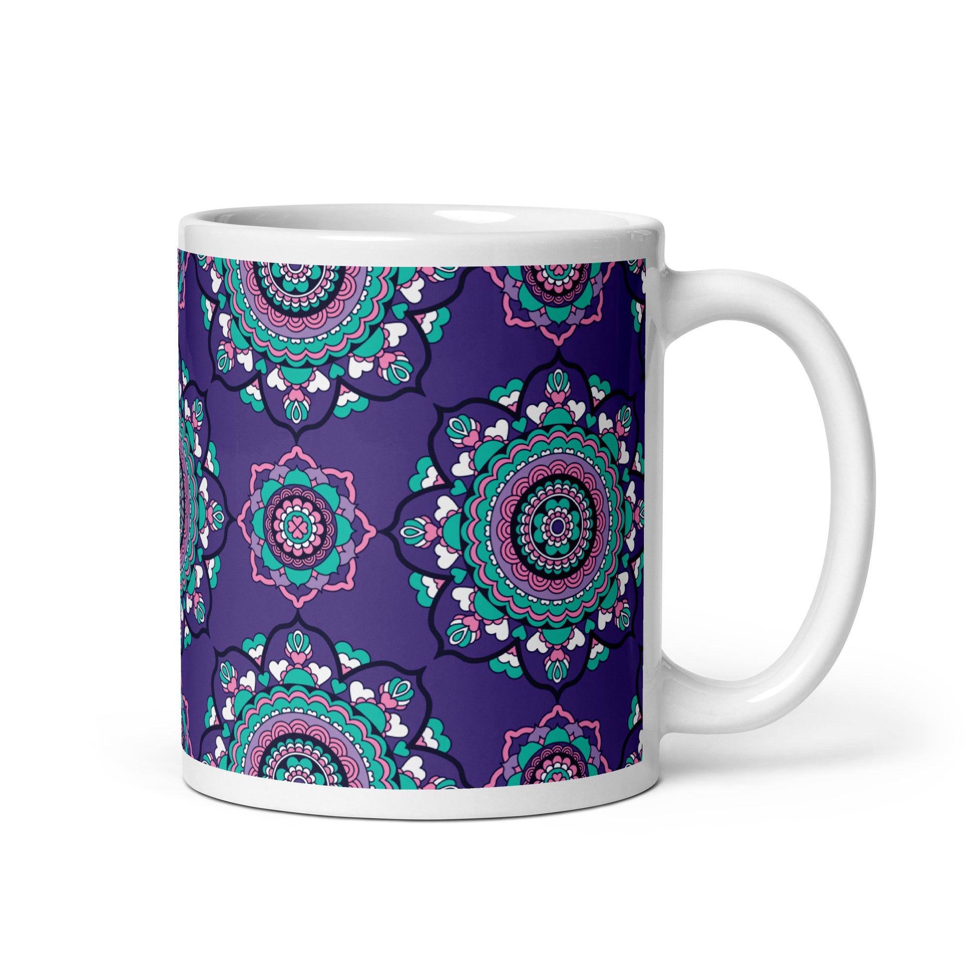 Mug - FOREVERMORE summer violet - Romantic flower and heart print 11 oz
