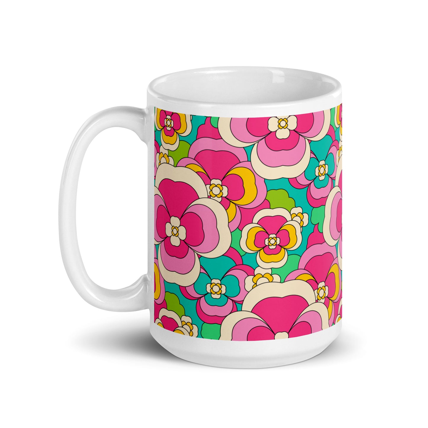 Mug - PANSY FANTASY pastel - Retro pansy print