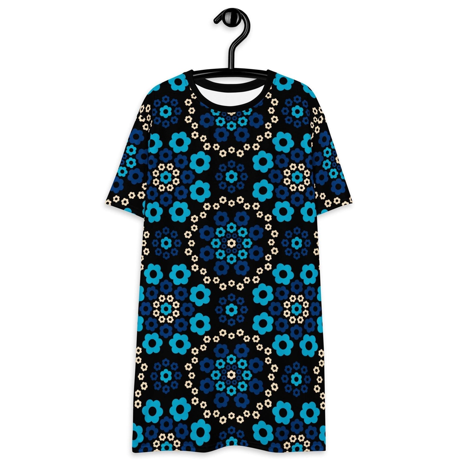 T-shirt dress - YESTERDAY blue - Graphic retro floral print 6XL