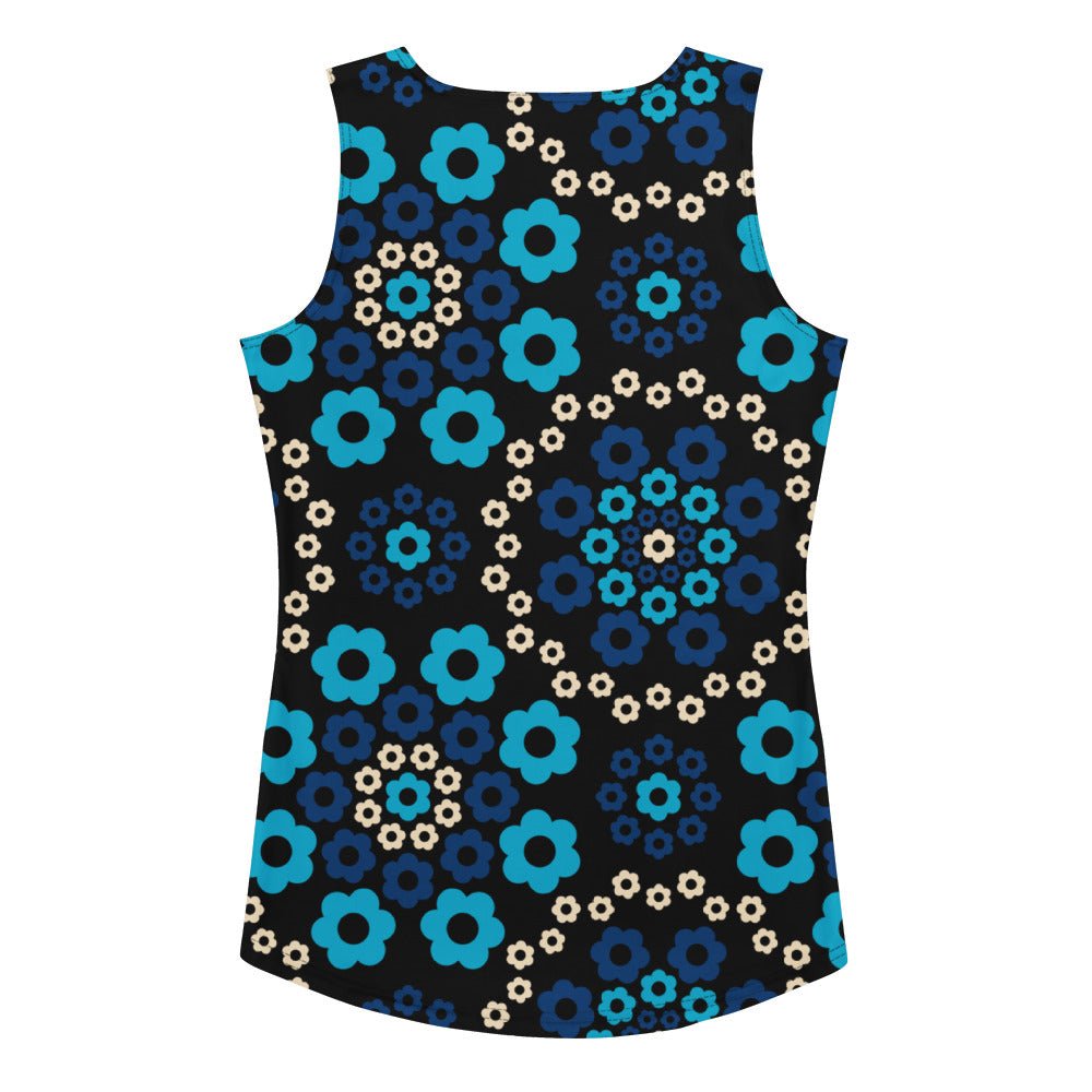 Tank top - YESTERDAY blue - Graphic retro floral print XL