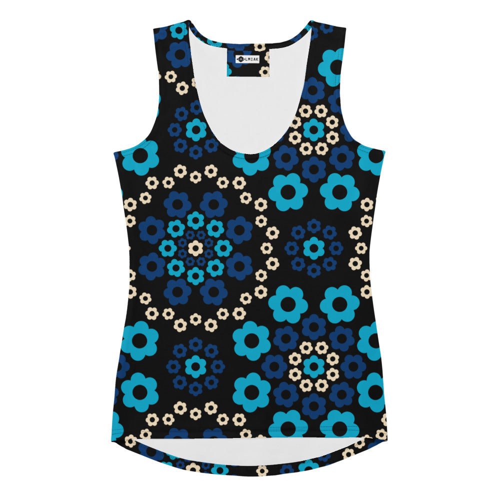 Tank top - YESTERDAY blue - Graphic retro floral print