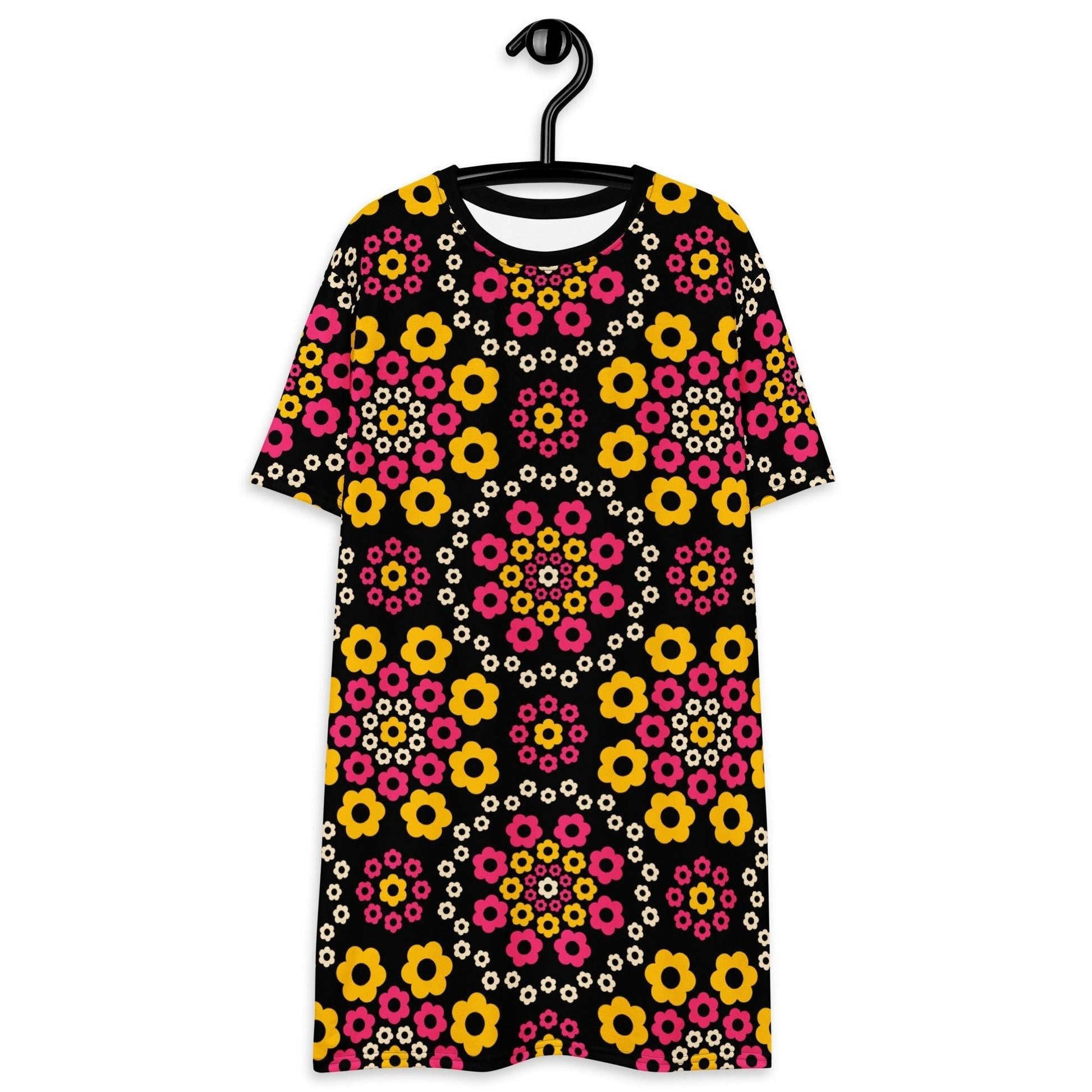 T-shirt dress - YESTERDAY pink yellow - Graphic retro floral print 6XL