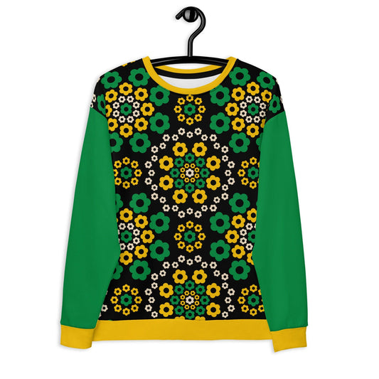 Sweatshirt - YESTERDAY yellow green - Graphic retro floral print 3XL