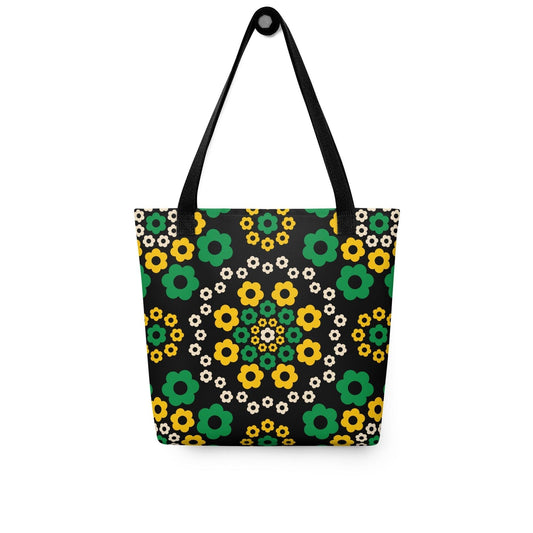 Tote bag - YESTERDAY yellow green - Graphic retro floral print Default Title